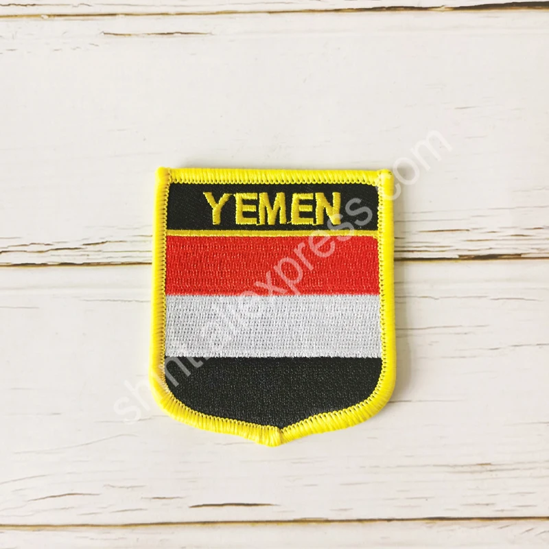 Yemen National Flag Embroidery Patches Badge Shield And Square Shape Pin One Set On The Cloth Armband Backpack Decoration Gifts