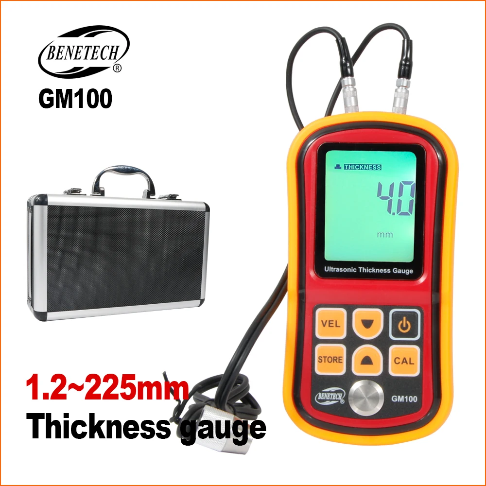 

BENETECH Ultrasonic Thickness Gauge Meter Digital Paint Coating Film Electronic 1.2 to 255MM Thickness Gauge Tester