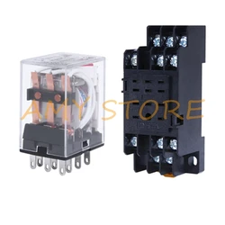 HH53P MY3NJ 12V/24VDC 12V/24V/36VAC 110VAC AC220V Coil 5A Power Relay 11 Pin 3PDT 3 NO 3 NC w PYF11A Socket