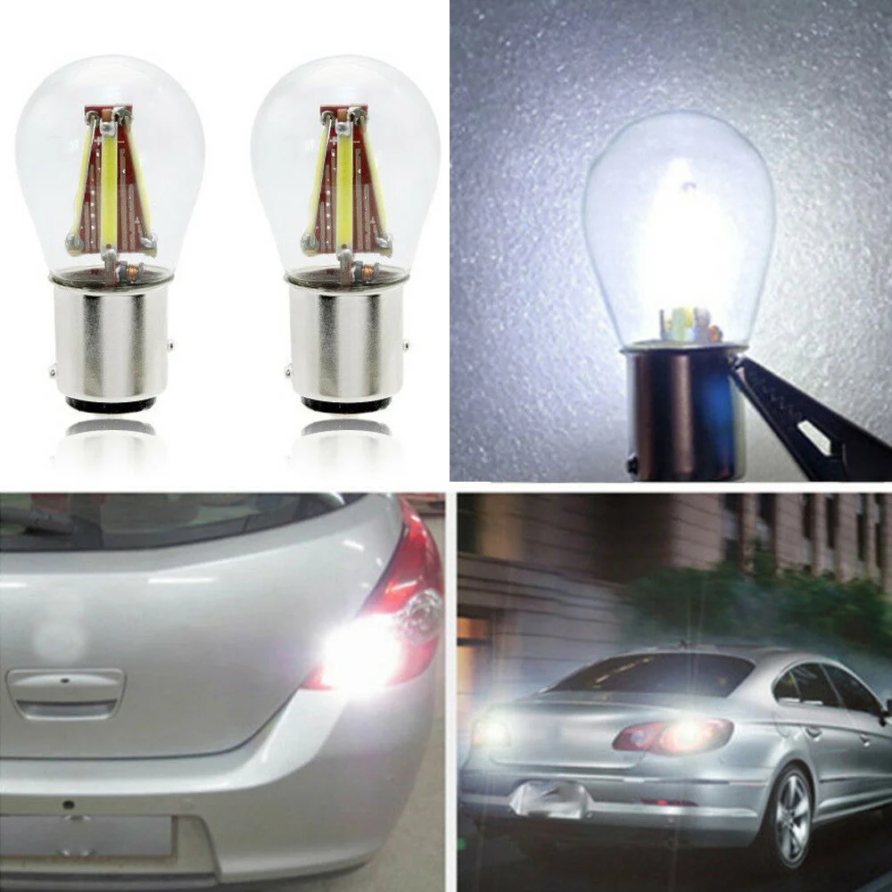 

4 Filament COB LED Lights 1157 BAY15D 21/5W Car Tuning Reverse Backup Tail Stop Brake Light White Signal Lamp Car Accessories