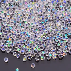 JUNAO 1.2mm przezroczysty AB Pixie kamień dżetów Mini szklane mikro kryształki brokatu paznokci dekoracje artystyczne Tiny Strass diament