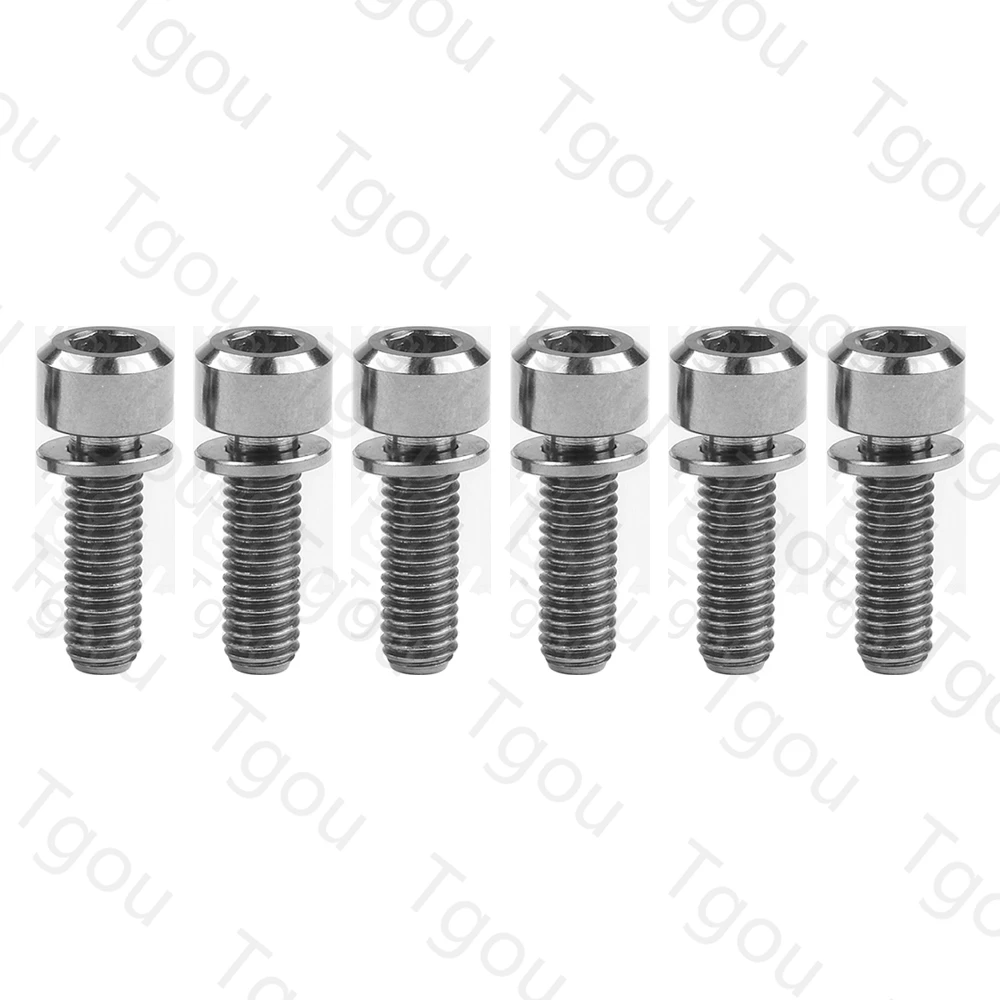 Tgou Titanium Bolt M5x16 18 20mm Hex Head with Washer Screws for Bicycle Stem Handlebar 6pcs