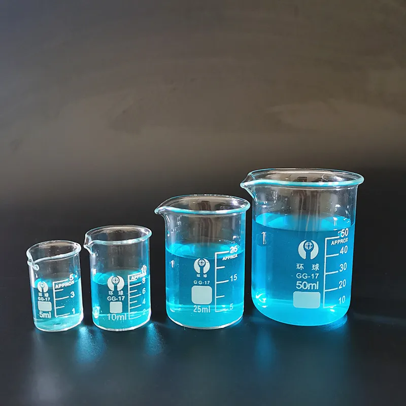 1pc/lot Capacity 5ml/10ml/25ml/50ml Glass Beaker For Laboratory Tests, Measuring Cup Volumetric Glassware For Experiments