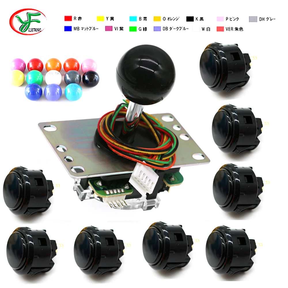 

1 Japan Original Sanwa JLF-TP-8YT Joystick + 8 OBSF-30 Push Buttons For Zero Delay Arcade Game Machine DIY Kits Parts