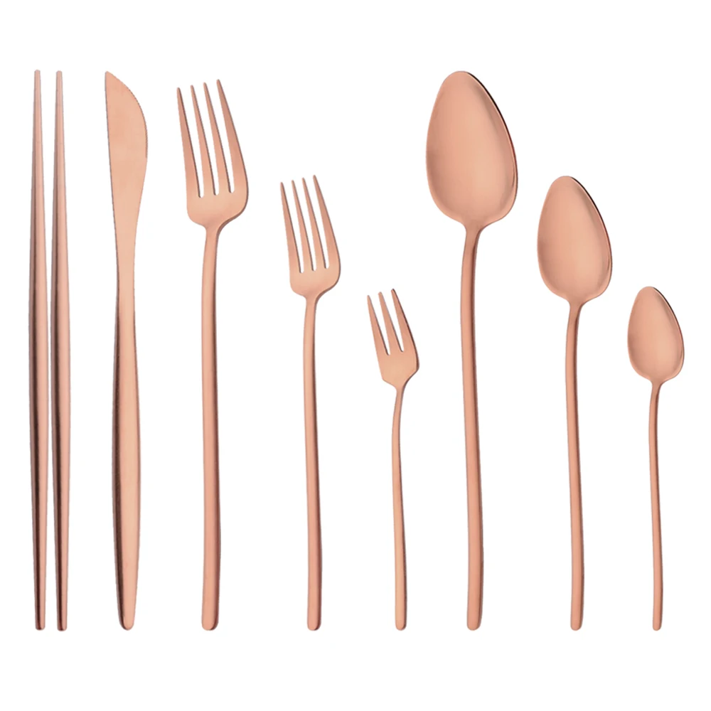 Tableware Matte Rose gold Cutlery Set 304 Stainless Steel Luxury Flatware Home Dinnerware Fork Spoon Knife Kitchen Dinner Set