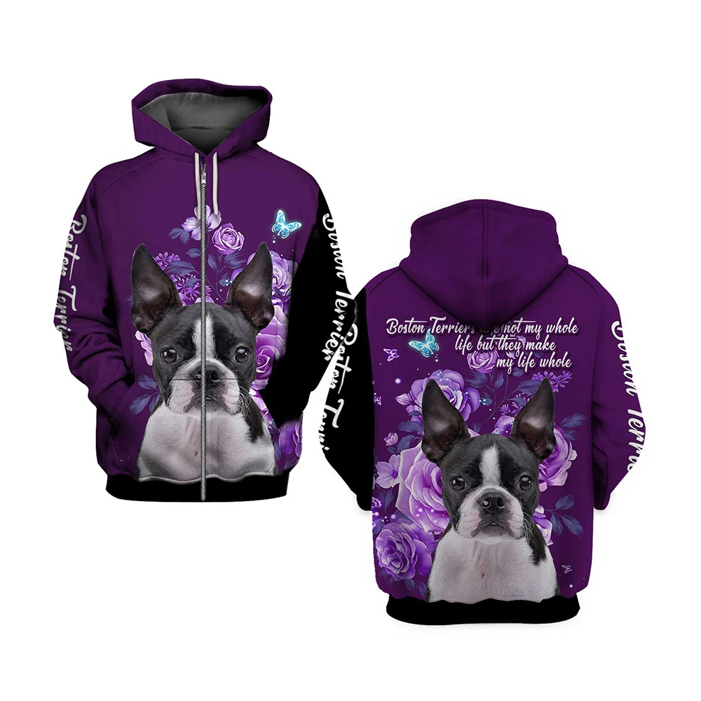 HX Animals Hoodie 3D Graphic Dog Make Life Whole Hoodies Animal Dogs Shih Tzu Sweatshirts Pullover Floral Printed Tops