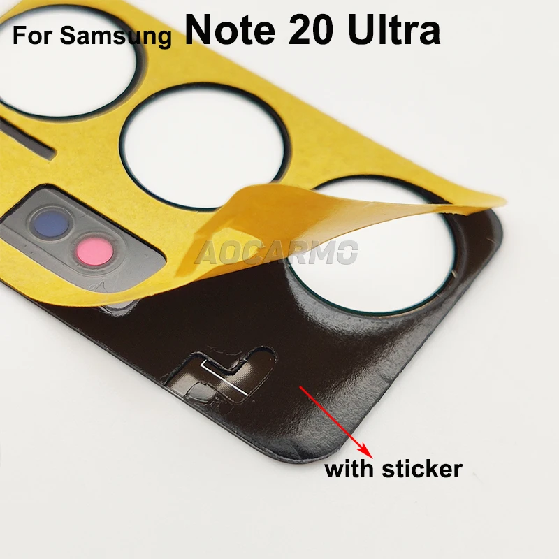 Aocarmo For Samsung Galaxy Note 20 Ultra 20u Rear Back Camera Lens Glass With Adhesive And Lens Frame Cover Sticker