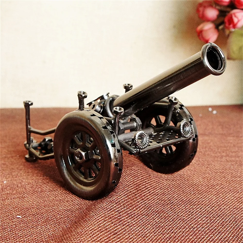 Metal Tank Cannon Ornament Home Desktop Decorations Iron Crafts Retro War Tank Children Gift Warriors Napoleon Cannon