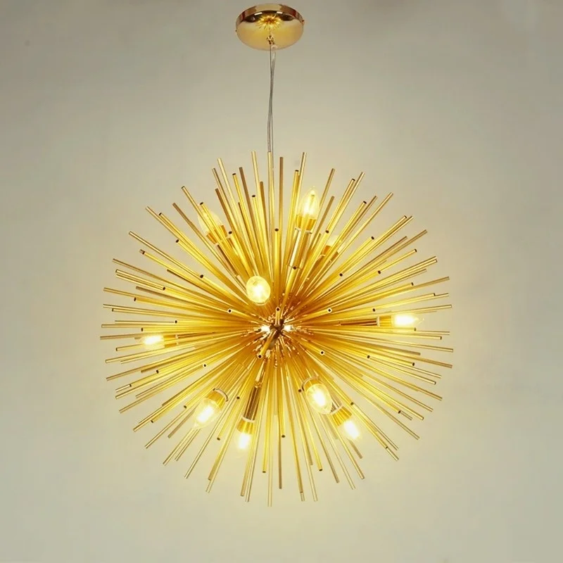 Energy Saver-2021 Nordic LED Aluminum Dandelion Chandeliers Lighting Sputnik Pendant Lamp Fixture for Restaurant Home Decor