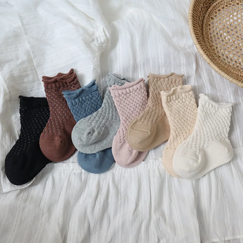 Ins Baby Socks Girl Boy Hollow Floor Sock Autumn Breathable Infant Candy Color Sock Soft Toddler Stockings Fashion Spanish Socks