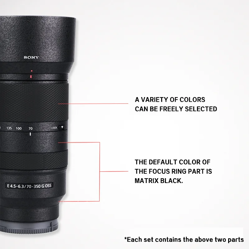 Película protectora de lente para SONY E70-350mmF4.5-6.3GOSS, pegatina de piel para lente, película de envoltura, funda protectora antiarañazos