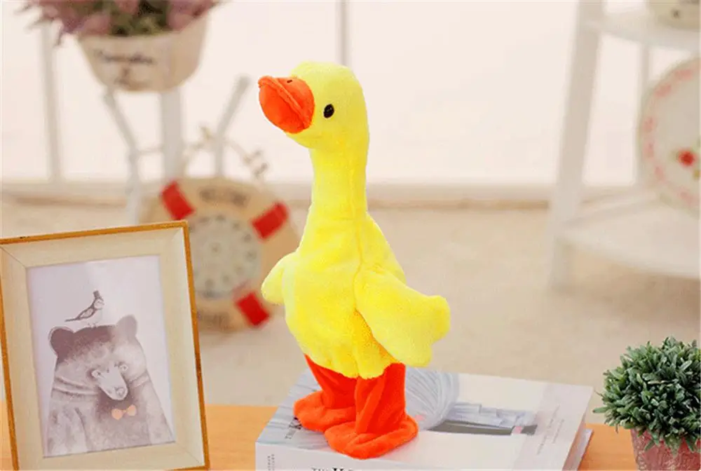 1pc/set 28*36cm Electric Walking Sound Plush Ducks Repeat Speak Animal Dolls Kid Toy Gift For Children