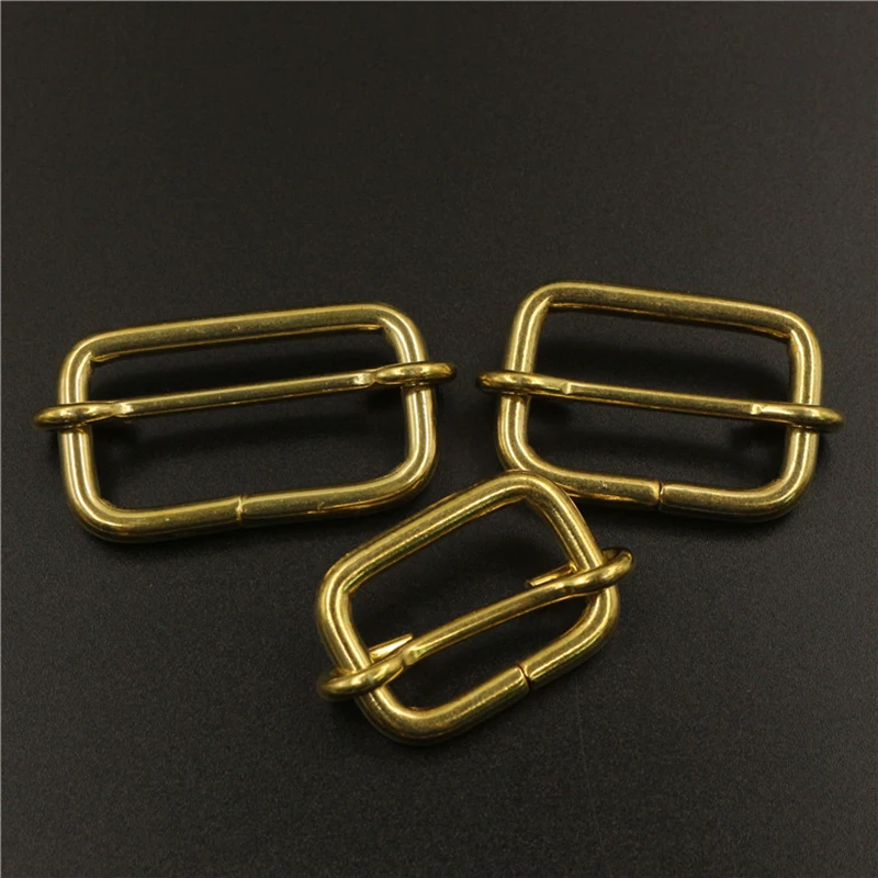 Brass Tri-glides Bar Buckle Slider Sliding Center Bar Strap Adjuster Buckle for Leather Craft Bag Shoulder Belt Strap Webbing