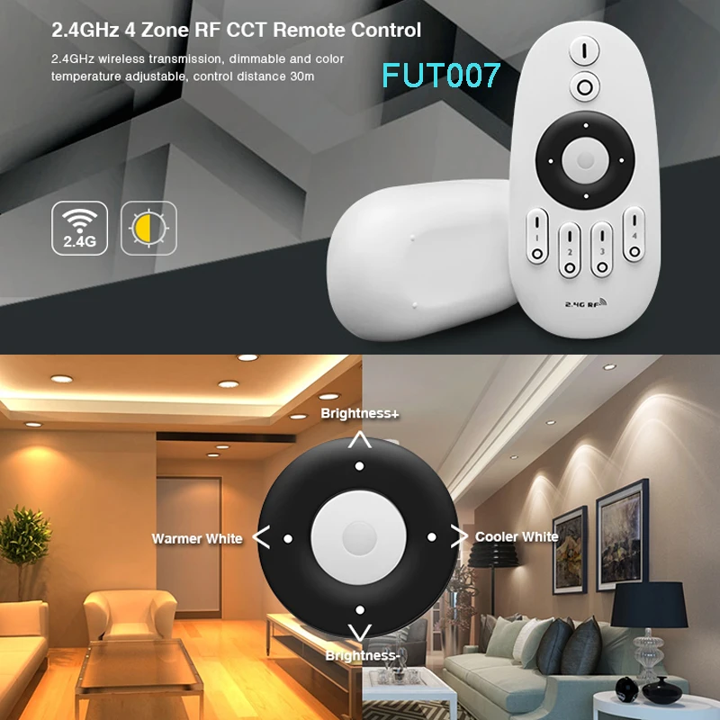 Mando a distancia inalámbrico 2,4G RF, temperatura de color de un solo Color RGB, RGBW, RGB + CCT, tira de led, WiFi, iBox, luz inteligente FUT039