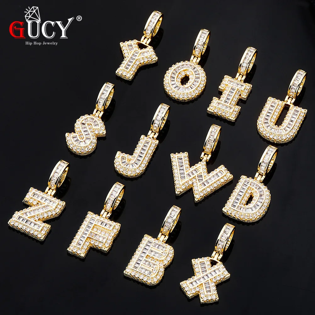 Gucy A-Z Letters Pendant With Rope Chain Necklace Set Gold Color Women/Men's Hip Hop Fashon Jewelry