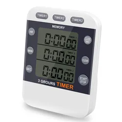 Digital Timer 99 Hour TripleCount Down/Up Clock Timer Kitchen Cooking Timer with Large LCD Display Loud Alarm Magnet Bracket