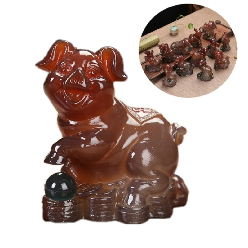 

Color Changing Twelve Zodiac Tea Pet Accessories Decoration Chinese Zodiac Pet Resin Tea Pet Tea Set Decorative Objects