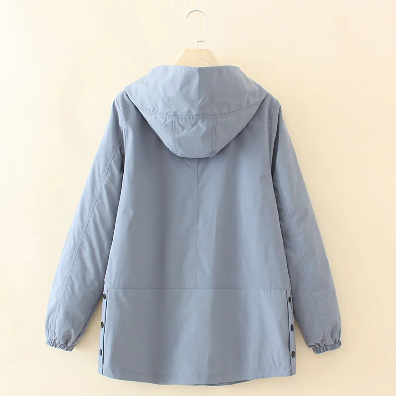 UHYTGF-gabardina con capucha para mujer, abrigo informal, holgado, especialmente de gran tamaño, moda coreana, primavera y otoño, 1503