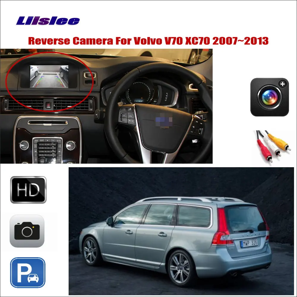 Original Screen Car Rearview Reverse Camera For Volvo V70 XC70 2007-2013 Compatible OEM Monitor RCA Adapter Connector