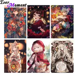 Ever Moment Diamond Painting Colorful Paint By Diamond Girl Full Square Resin Drill Wall Art Decoration Gift ASF2406