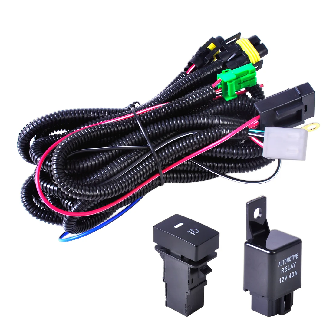 H11 Fog Light Wiring Harness Sockets Wire Switch with LED indicators AT Relay For Toyota Corolla Camry Yaris