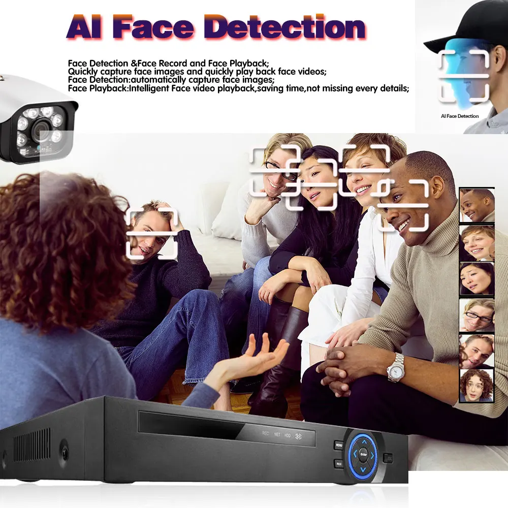 16 Channel AHD DVR Security System 8MP XMEYE Face Detection 6 in 1 Hybrid NVR Surveillance 4K 16CH CCTV Digital Video Recorder