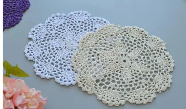 15Pcs/Lot 20cm Crochet Placemat Round lace cotton table place mat Doilies Handmade Colorful Vintage Doilies cup mug pads decro