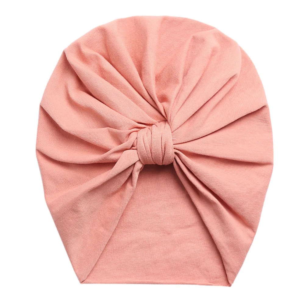 1PC New Solid Cotton Turban Baby Bonnet Beanies Newborn Hat Boys Girls Top Knotted Head Wraps Infant Bunny Ear Caps Kid Headwear