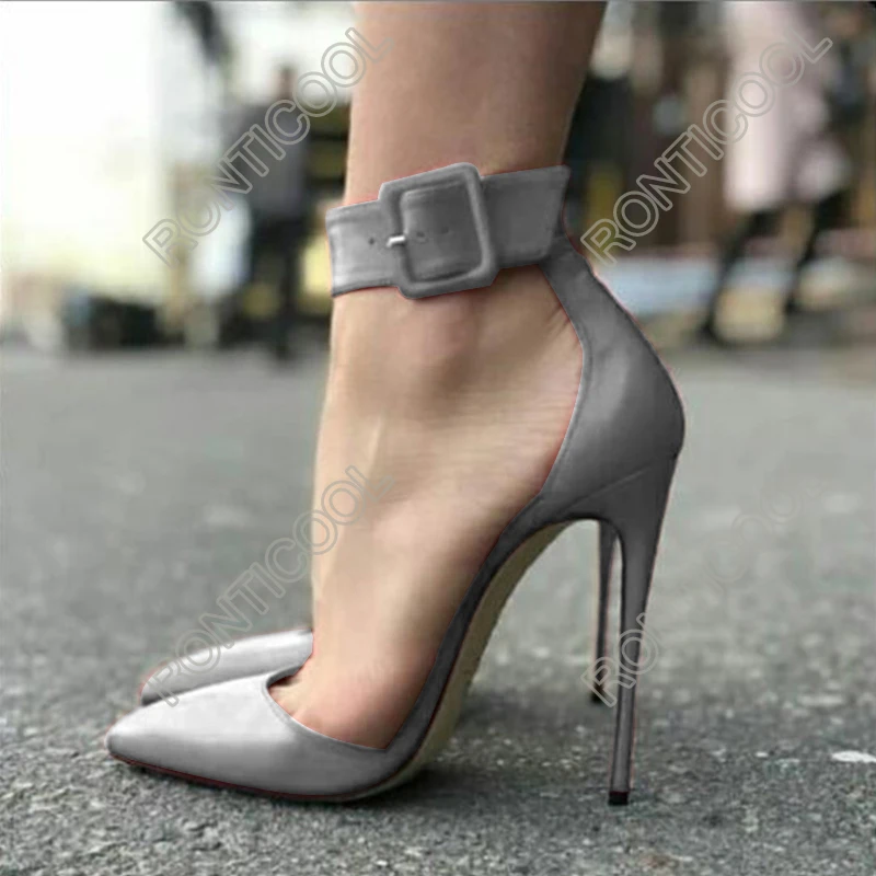 Ronticool Handmade Women Pumps Sexy Buckle Stiletto High Heel Pointed Toe Gorgeous 9 Colors Dress Shoes Ladies US Plus Size 5-15