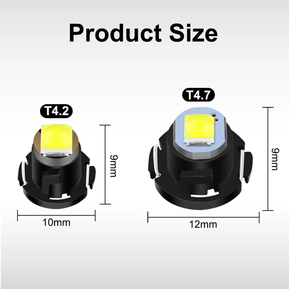 10Pcs Super Bright Canbus T3 T4.2 T4.7 Led Bulbs  Car Interior Lights Dashboard warming indicator Wedge Auto Lamps