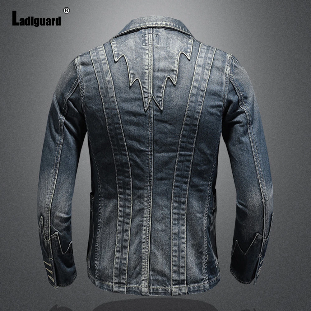 Ladiguard 2024 Spring New Fashion Denim Jackets Men Casual Slim Jean Denim Jacket Hommes Patchwork Coats Sexy Mens Clothing