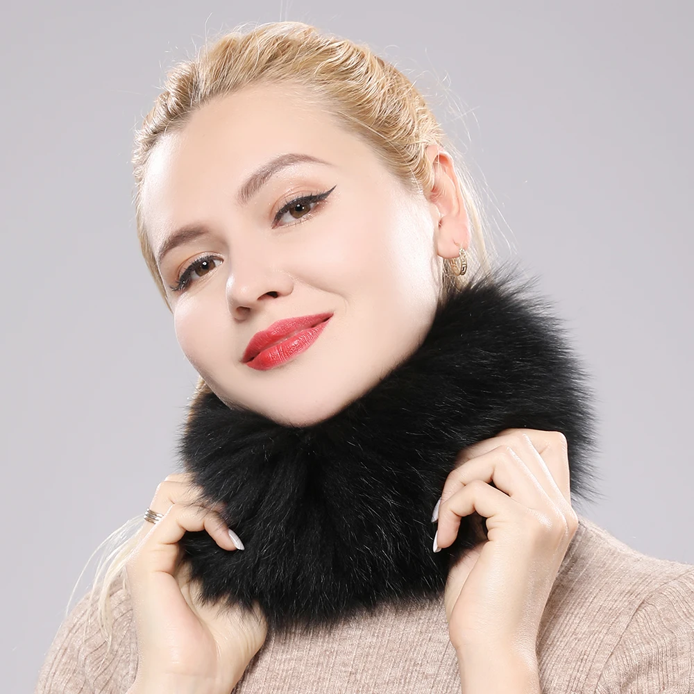 Hot Sale Brand Women Real Fox Fur Scarf Girls Warm Soft Knitted Good Elastic Real Fox Fur Headband Natural Fox Fur Ring Scarves