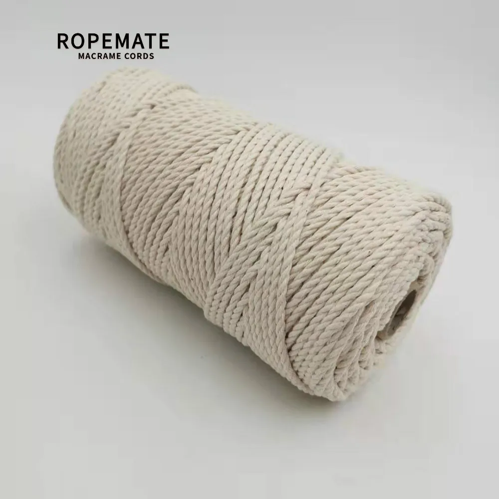 shipped from USA 3mm Macrame cord cotton rope 120 meters 3 strands twisted for DIY wall hanging