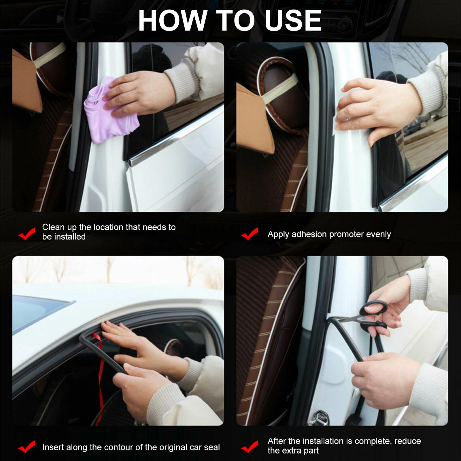 5Meters Car Door Seal Strips Sticker B Shape Weatherstrip Rubber Seals Sound Insulation Sealing Automobiles Interior Accessories