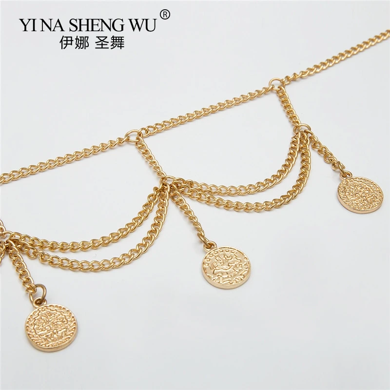 Multilayer Taille Riem Chain Harness Buik Kettingen Voor Vrouwen Broeksbanden Sieraden Sexy Lange Tassel Coin Hanger Buikdans Strand