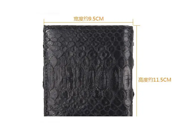 100% real genuine python skin snake leather bifold men wallet bank credit card holder black color with OEM Customized services