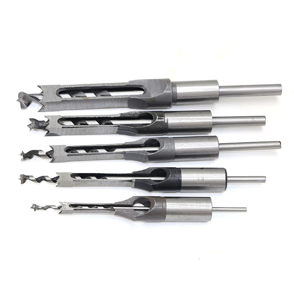 4/6PCS Woodworker Square Hole Drill Bits Mortising Chisel Set Woodworking Hole Saw Mortising Chisel Drill Bit Tool Set D30