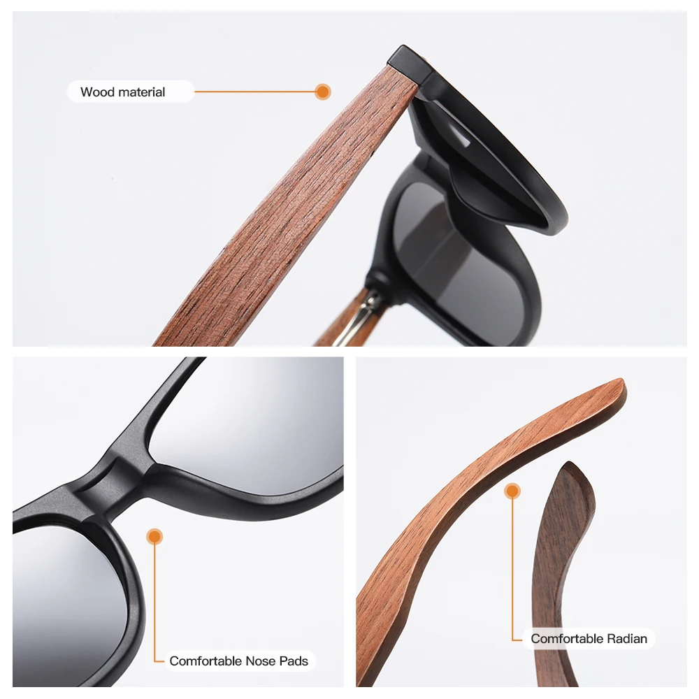 GM-gafas de sol de madera de nogal hechas a mano para hombre y mujer, lentes de sol polarizadas con espejo, diseño Vintage, UV400