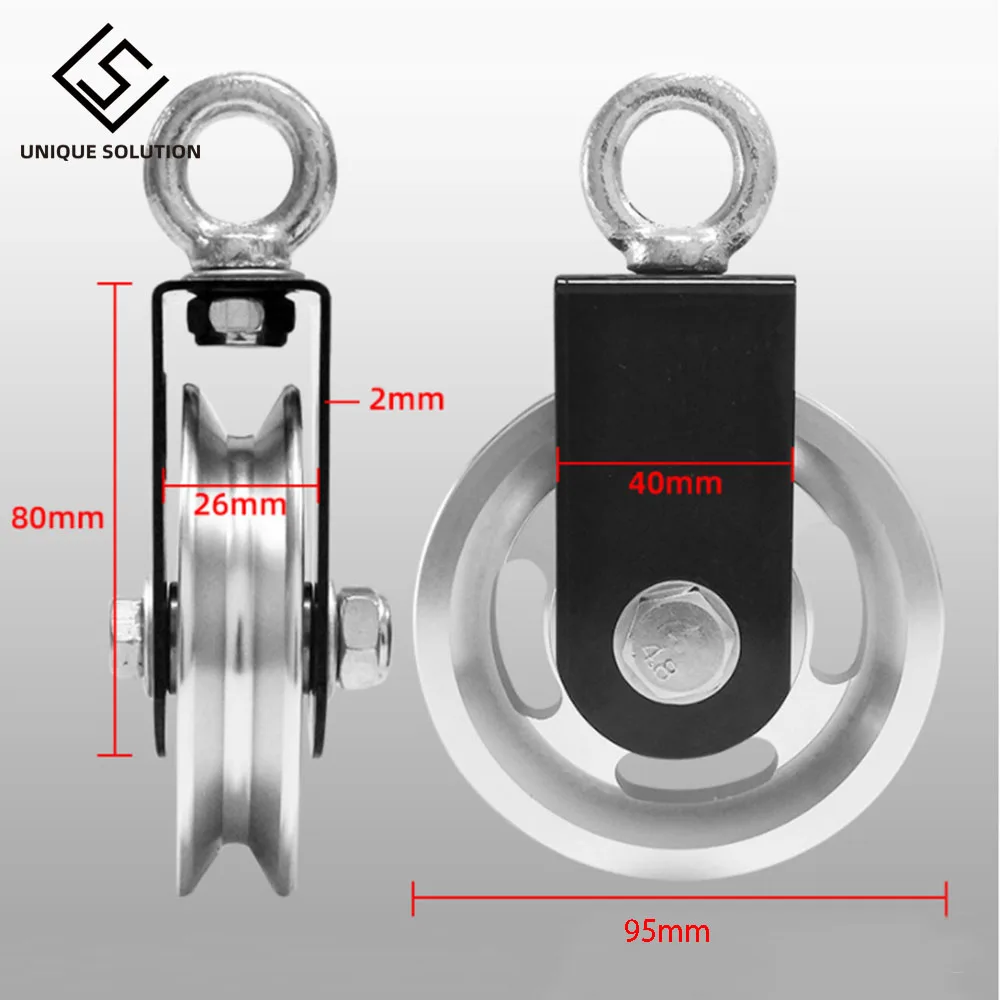 73-95mm Bearing Lifting Gym Pulley Silent U Shape Hanging Wheel Fitness Strength Training Accessories Heavy Duty Traction Wheel