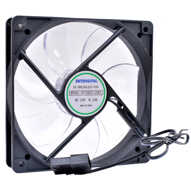 LED white light 12cm 12025 120x120x25mm 120mm fan DC12V 0.13A Ultra-quiet cooling fan for CPU power of computer case