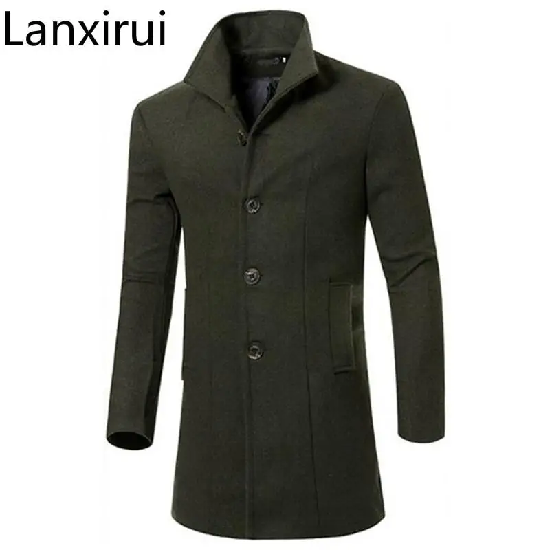 

Men's Wool Coat Hot Sale Fashion Autumn Winter Slim Stand Collar Casual Jacket M-3XL Size 5 Colors MWN207