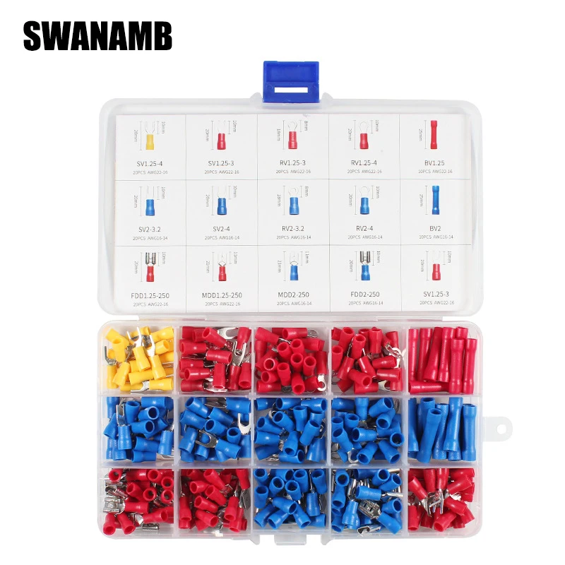 

Insulated Spade Crimp Terminals Set-280Pcs/700Pcs Assorted Butt Electrical Wire Cold-Pressure Connectors for Electrical Repair