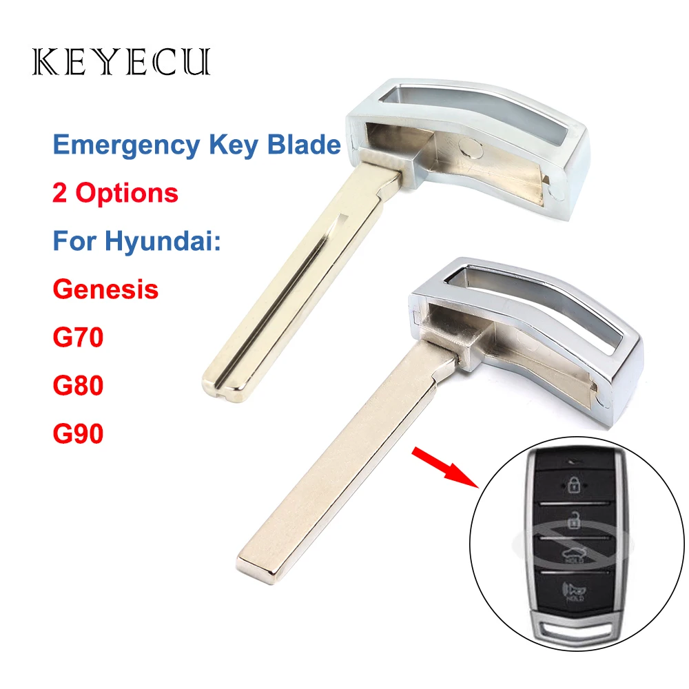 Keyecu Uncut Emergency Insert Key Blade for Hyundai Genesis G70 G80 G90 2017 2018 Remote Car Key Fob