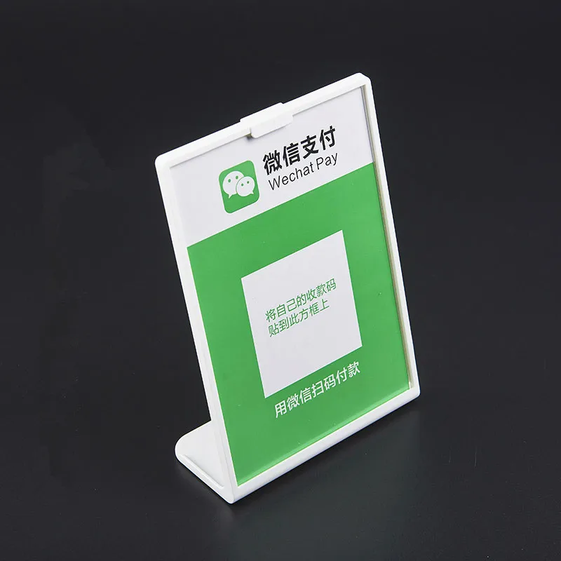 A6 Plastic QR Code Display Stand Counter Top Sign Holder Stand Menu Paper Holder Frame