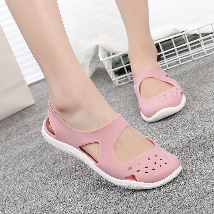 New Non-slip Soft Bottom Women Jelly Shoes Summer Ladies Flat Beach Sandals Plastic  Women Summer Casual Sandals