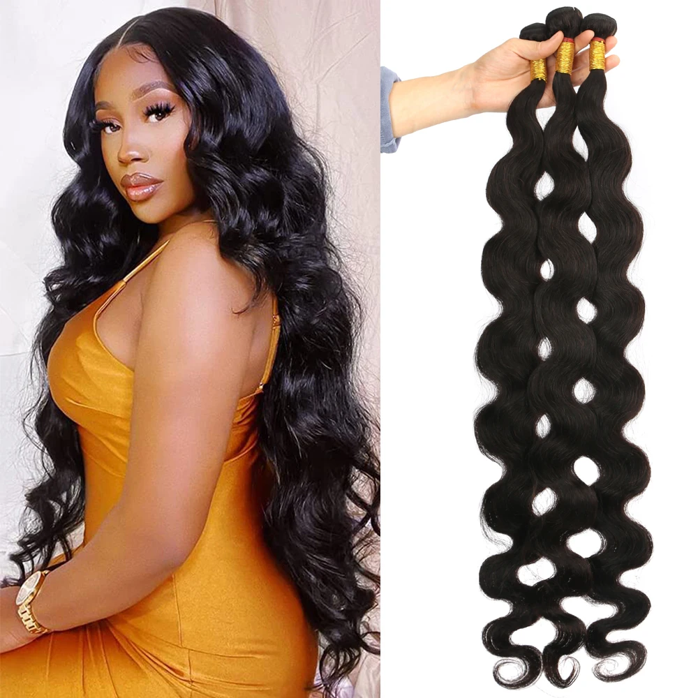 

Body Wave 30 32 34 36 inch Brazilian Hair Bundles 100% Human Hair Bundles Remy Hair Weaves Natural Color Extension