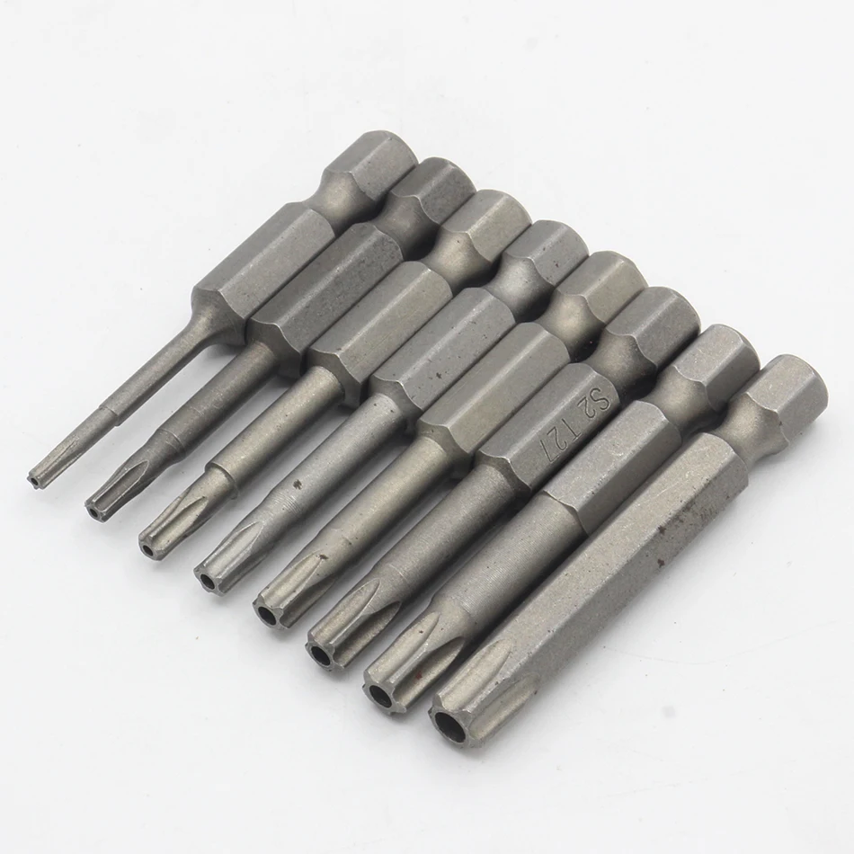 1/4 Inch Magnetic Pentacle Star Head Screwdriver Bits Pentalobe Electric Screwdriver Bit Hand Tools 25mm Length T10-T40