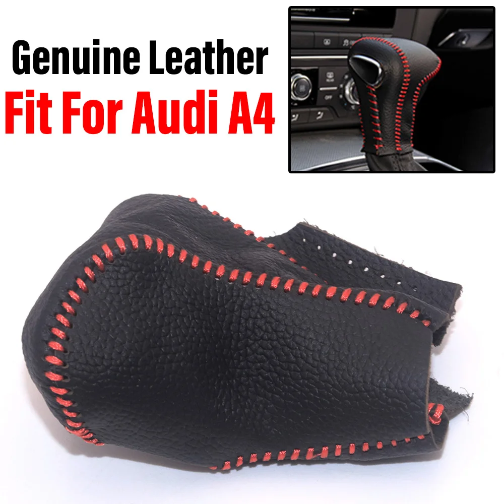 Genuine Leather Car Gear Shift Knob Cover Case Collars Cover Black Fit for Audi Q7 Q5 A5 A4 A7 2012 2013 2014 Automatic AT