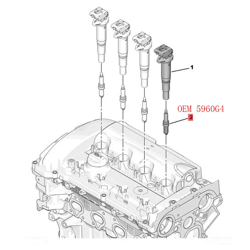 Suitable for Peugeot 207CC 208 3008 308CC SW RCZ 5008 508 Citroen C4 DS5 DS6 DS3 Spark glow plug 1.6T 1.8T 5960G4 596092