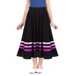 Kids Girls Elastic Waist Pull-On Ballet Liturgical Praise Lyrical Chiffon Skirt Ballerina Full Circle Long Skirt Dance Costume